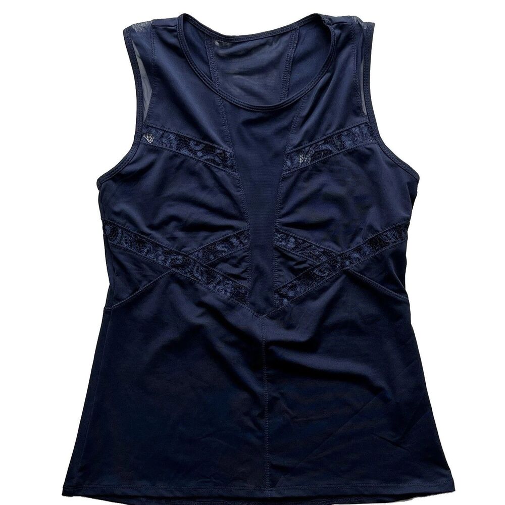 Lucky in Love Tank Top Womens Small Sleeveless Top Lace Detail Tennis Golf Sport